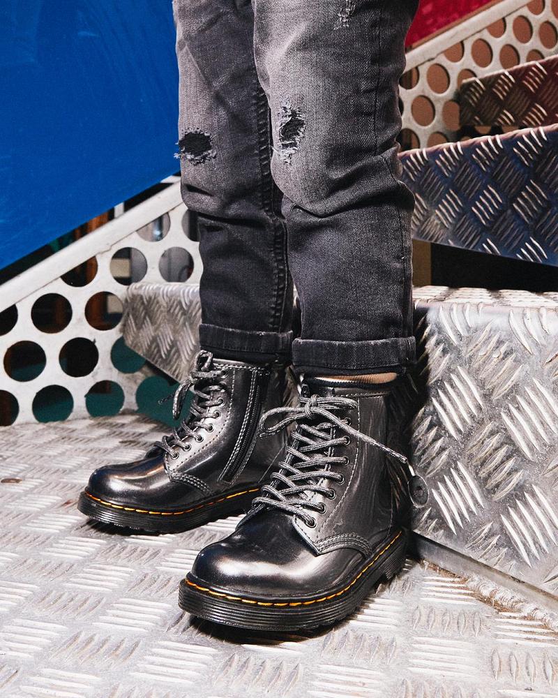 Dr Martens Toddler 1460 Metallic Snørestøvler Børn Grå | DK 697KOR